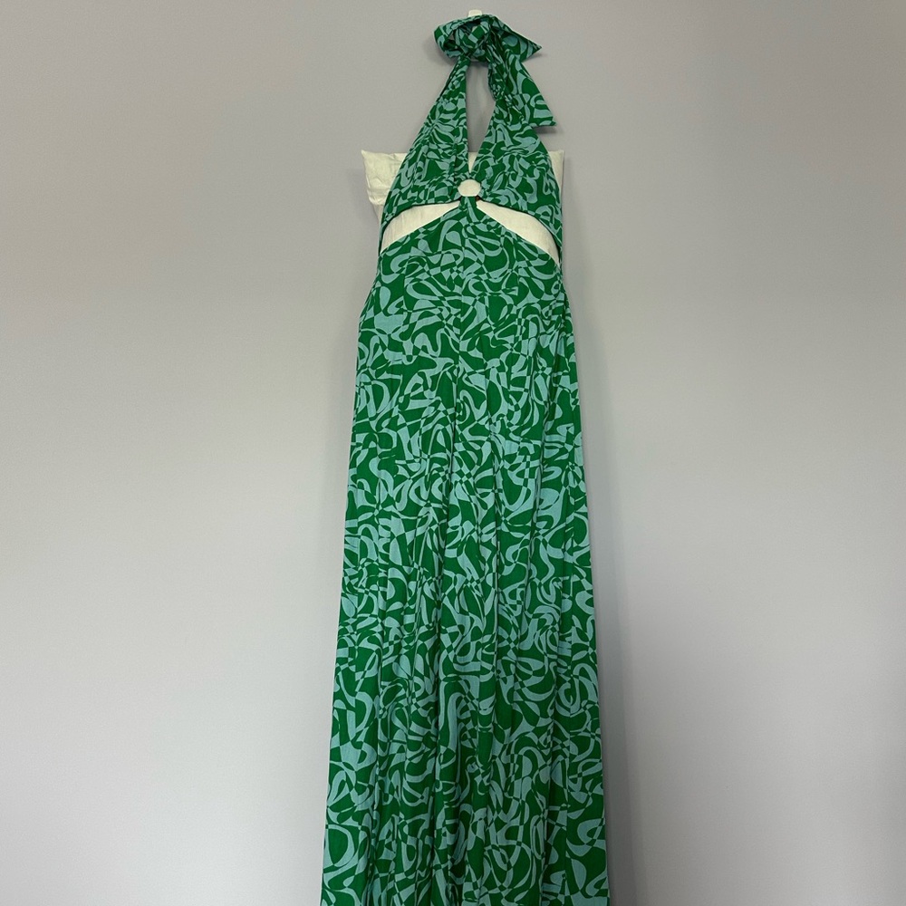 Free People Blue and Green Floral Halter Jumpsuit - Picture 2 of 6